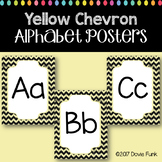Classroom Decor Alphabet Posters - Yellow Chalkboard Chevron