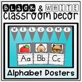 Alphabet Posters and Bunting in a Black and White Chevron 