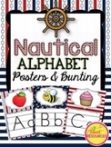 Alphabet Posters and Bunting in a Nautical Classroom Decor Theme