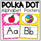Alphabet Posters and Bunting in a Polka Dot Brights Classr