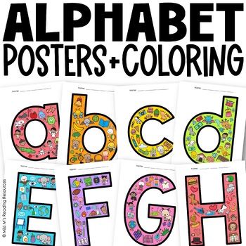 Preview of Alphabet Posters and Coloring Pages | Bulletin Board Letters BUNDLE