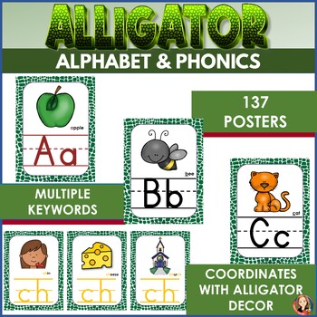 Alphabet Posters and Phonics Anchor Charts in Alligator Theme by Tammys ...