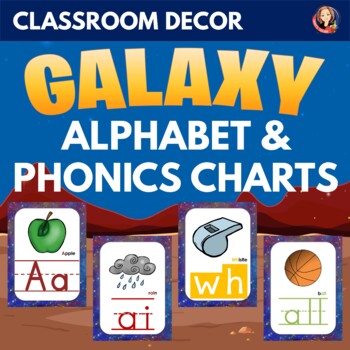 Preview of Alphabet Posters and Phonics Anchor Charts in Galaxy Space Theme