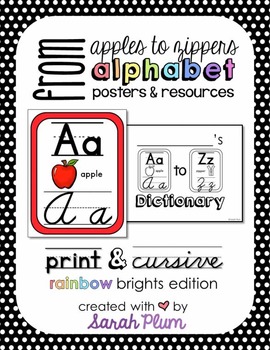 Preview of Alphabet Posters and Resources {Print & Cursive, Rainbow Brights Edition}