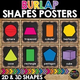 2D and 3D Shape Posters BURLAP AND CHALKBOARD | Rustic | F