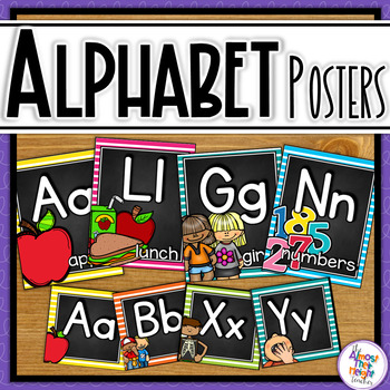 Chalkboard Alphabet Posters - with full size posters & word wall header ...