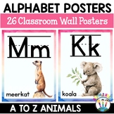 Alphabet Posters with Animals & Watercolor Border (A to Z)