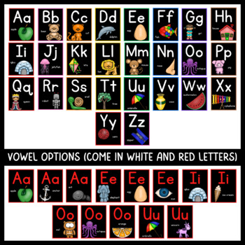 Alphabet Posters with Black Background, Classroom Decor