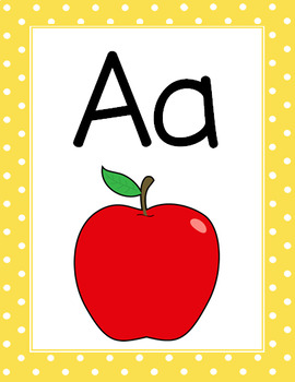 Alphabet Posters with Flash Cards (Polka Dots) by Kids' Learning Basket