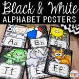 Alphabet Posters with Pictures- Black and White Classroom 