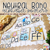 Alphabet Posters with Pictures- Boho Classroom Decor Neutr
