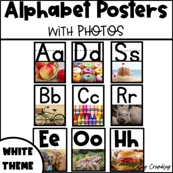 Preview of Alphabet Posters with Real Photos Pictures Photographs White Theme