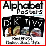 Alphabet Posters with Real Photos on Black Background