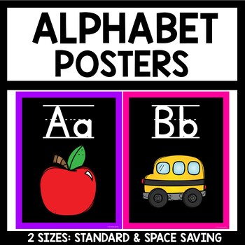 Preview of Neon Theme Classroom Decor Alphabet Posters