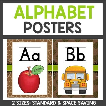 Preview of Safari Classroom Theme Alphabet Posters