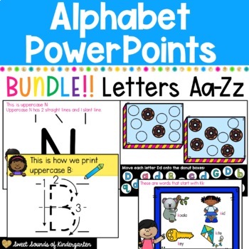 Preview of Alphabet PowerPoints BUNDLE Letters A-Z {Distance Learning}