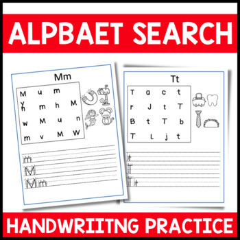 Preview of Alphabet Letter Search Handwriting PracticeA-Z