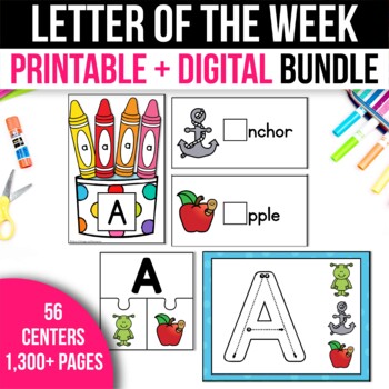 Preview of Alphabet Tracing Cards Beginning Sounds Letter of the Week Recognition ABC Order