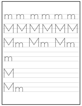 Preview of Alphabet Practice Pages Letter Tracing Handwriting Worksheets / letter m