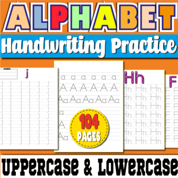 Preview of Alphabet Practice Pages Letter Tracing Handwriting Worksheet lowercase uppercase
