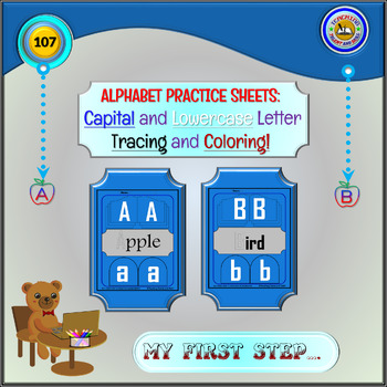 Preview of Alphabet Practice Sheets: Capital and Lowercase Letter Tracing and Coloring!