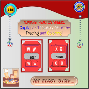 Preview of Alphabet Practice Sheets: Capital and Lowercase Letter Tracing and Coloring!