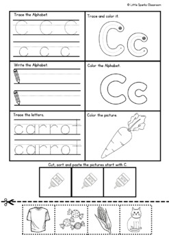 Alphabet Practice Trace Cut Paste for Pre-K and Kindergarten | TPT