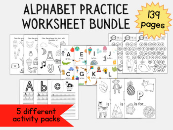 Preview of Alphabet ABC Practice Worksheets | Letter Sounds, Handwriting Upper & Lowercase