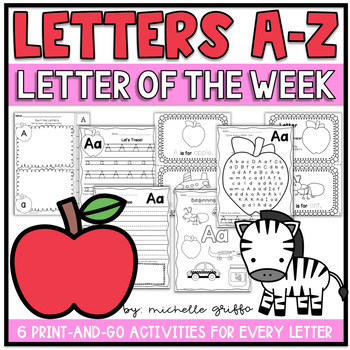 Preview of Alphabet Printables Tracing Letter of the Week Letter TK Pre K Kindergarten