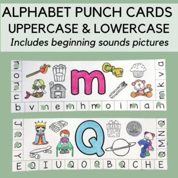 Preview of Alphabet Punch Cards with Beginning Sounds Pictures
