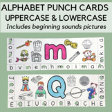 Alphabet Punch Cards with Beginning Sounds Pictures