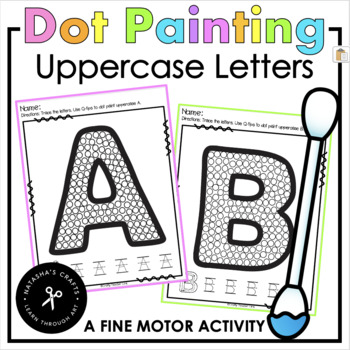 Preview of Q-tip Painting Alphabet Uppercase Distance Learning