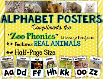 Preview of Zoo Phonics REAL Animal Pictures - Half Page Size Posters