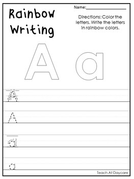alphabet rainbow writing worksheets preschool kdg phonics