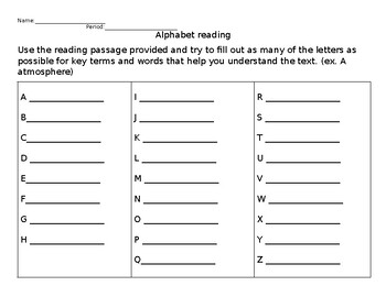 Preview of Alphabet Reading - Fun reading Notes organizer