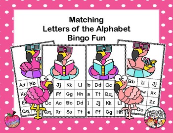 Preview of Alphabet Recognition Bingo -Matching Letters - Summer Flamingos