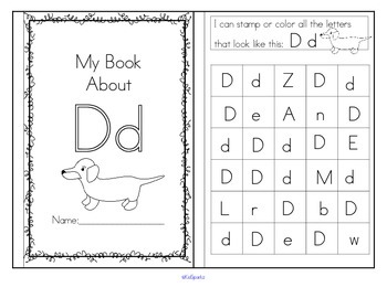 alphabet recognition booklet letter d free by kidsparkz tpt