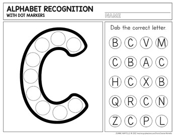 Alphabet Recognition - Dot The Letter - Upper Case by Jeanne Martelle