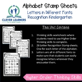 Alphabet Recognition Stamp Sheets In Different Fonts