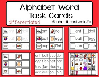 Preview of Alphabet Recognition with Words Task Cards