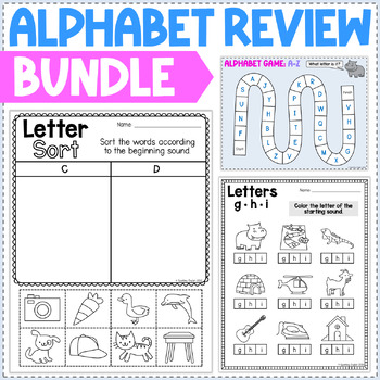 Preview of Alphabet Review Bundle - Beginning Sounds, Letter Recognition, Fun Activities