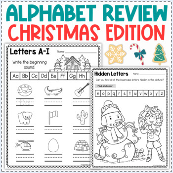 Preview of Alphabet Review Worksheets - Christmas Alphabet Activity Preschool Kindergarten