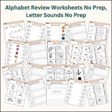 Alphabet Review Worksheets No Prep,Letter Sounds No Prep