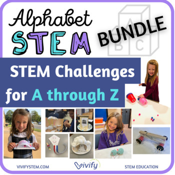 Preview of Alphabet STEM Challenges Bundle - Kindergarten STEM Year-Long Curriculum