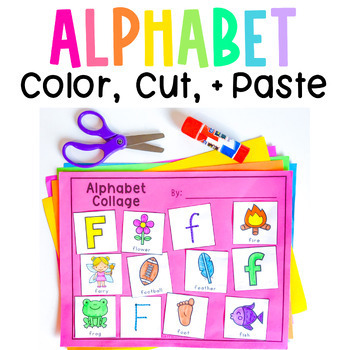 Preview of Beginning Sounds Cut and Paste Worksheets, Alphabet Fine Motor Scissor Skills