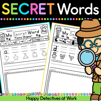 Preview of Alphabet Worksheets - Secret Words (Initial Sounds, Shapes, Dice, Tally Marks)