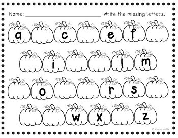 Alphabet Sequence Printables {Fall Theme} PreK, K, First by