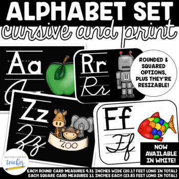 Preview of Alphabet Set {Cursive and Printing} BLACK AND WHITE OPTIONS!