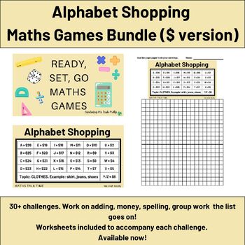 Preview of Alphabet Shopping Bundle $ Version - Ready, Set, Go Maths Games