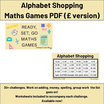 Preview of Alphabet Shopping PDF £ Version - Ready, Set, Go Maths Games